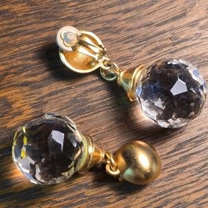 Faceted glass globe earrings - Vintage '80s Sparkle jewelry